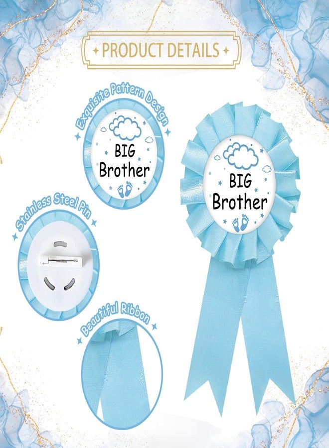 SUPERLUBY Nighttime Sky Big Brother Tinplate Badge Pin, Cloud Brother to Be Pin, Nighttime Sky Happy Birthday Button for Boy, Blue Rosette Birthday Boy Award Ribbon, Cloud Baby Shower Party Favors - Image 2
